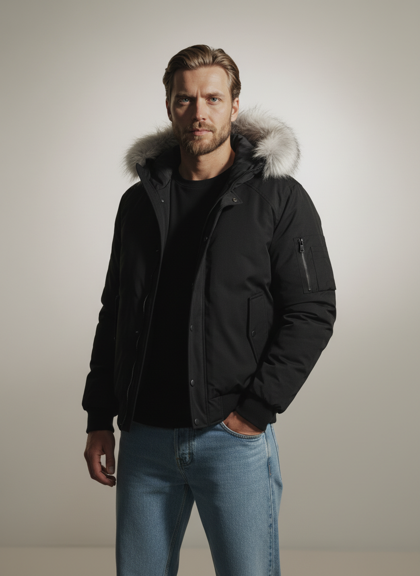 Arctic Faux Fur Hooded Bomber