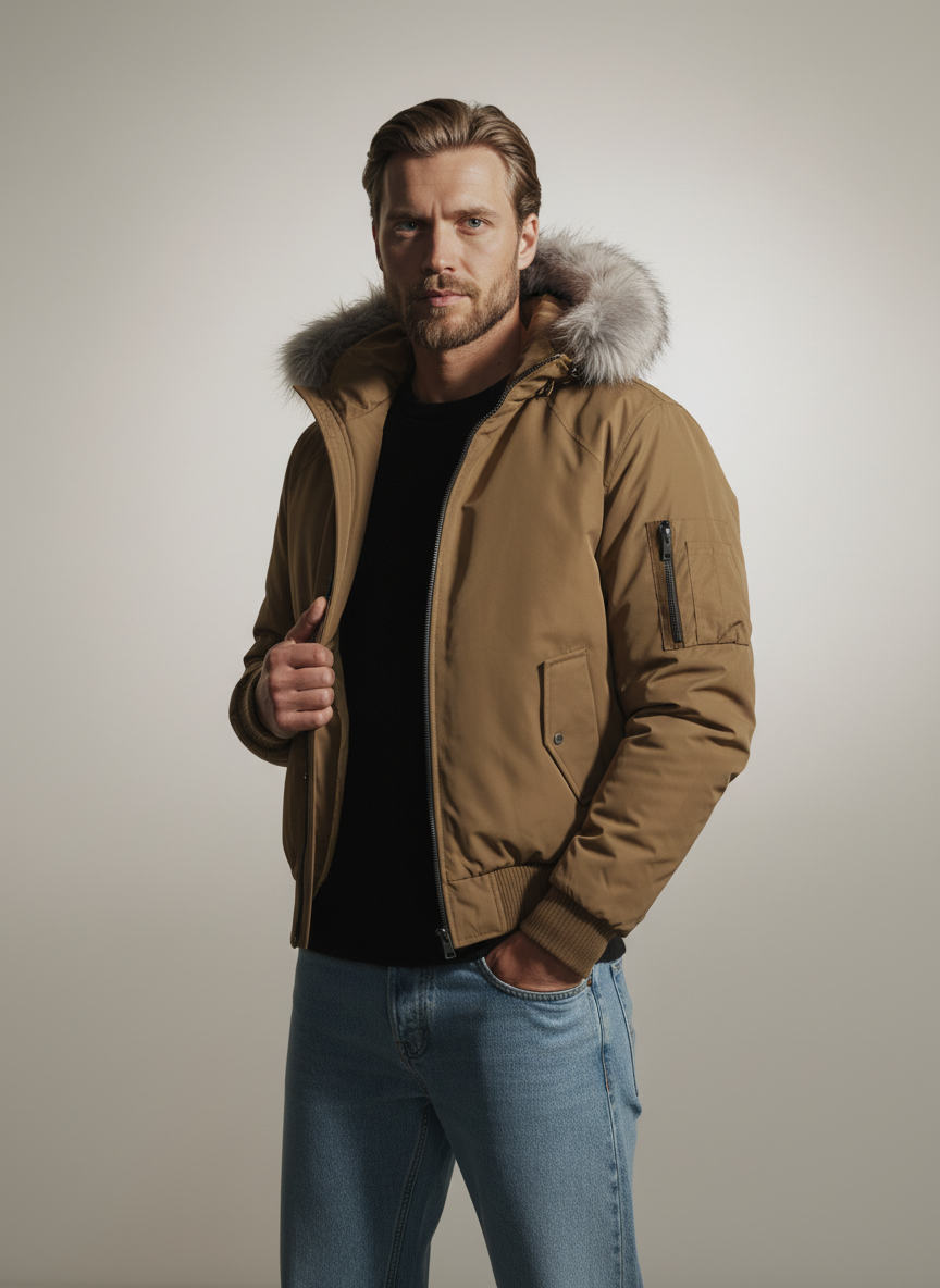 Arctic Faux Fur Hooded Bomber