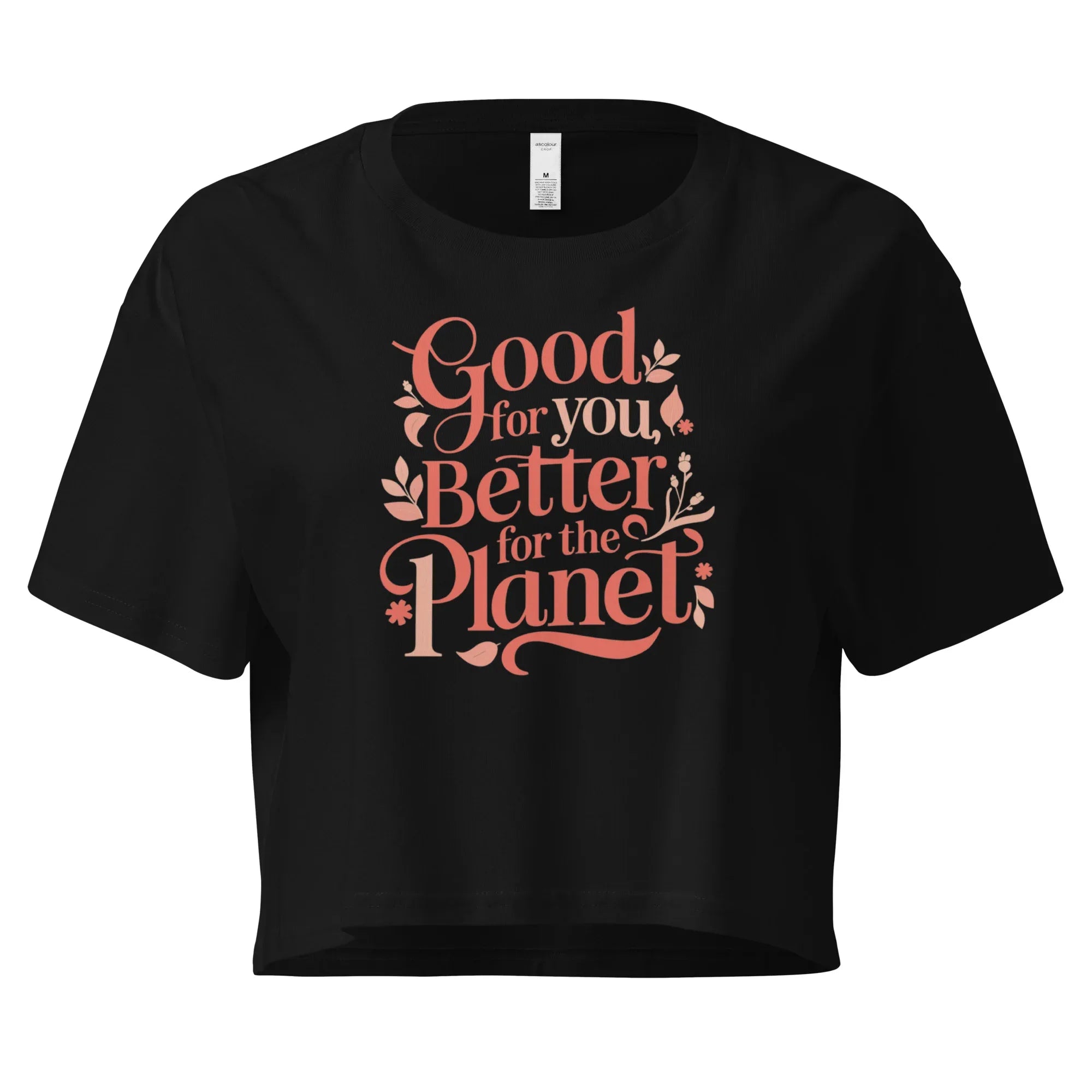 Women’s Crop Top | Good For You,Better For The Planet Crop Tops AwRans Clothing womens-crop-top-black-front-67be146036469