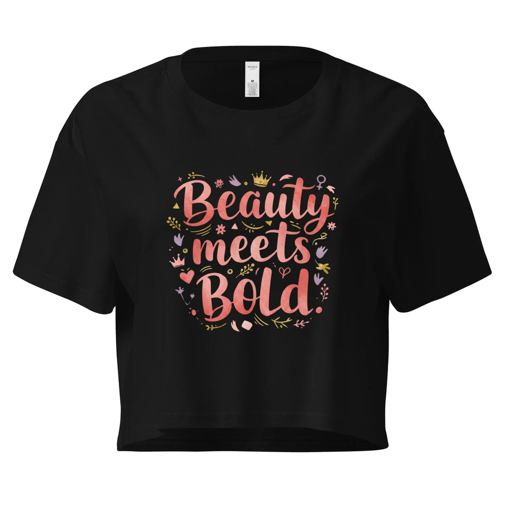 Women’s Crop Top | Beauty Meets Bold Black Crop Tops AwRans Clothing womens-crop-top-black-front-67c0d10783e29