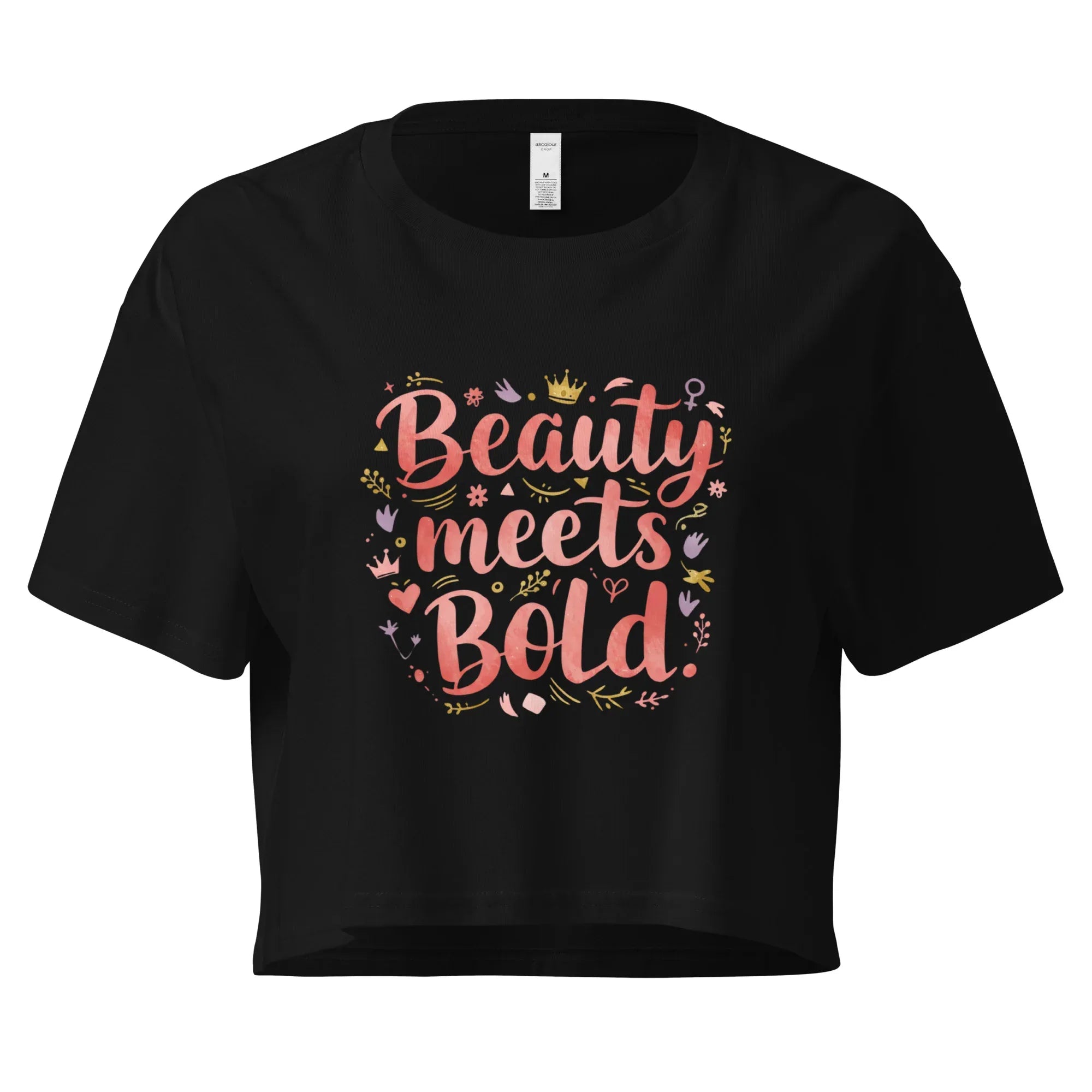 Women’s Crop Top | Beauty Meets Bold Black Crop Tops AwRans Clothing womens-crop-top-black-front-67c0d10783e29