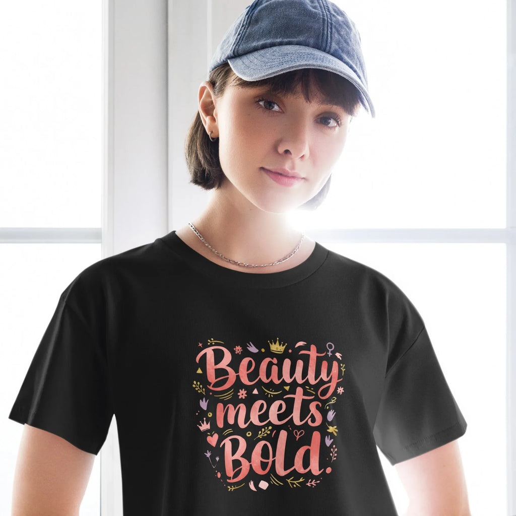 Women’s Crop Top | Beauty Meets Bold Crop Tops AwRans Clothing womens-crop-top-black-front-67c0d10784cb2