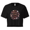 Women’s Crop Top | Bloom With Grace Black Crop Tops AwRans Clothing womens-crop-top-black-front-67c0d57f88555