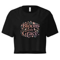 Women’s Crop Top | Bloom With Grace Black Crop Tops AwRans Clothing womens-crop-top-black-front-67c0d675f3a79