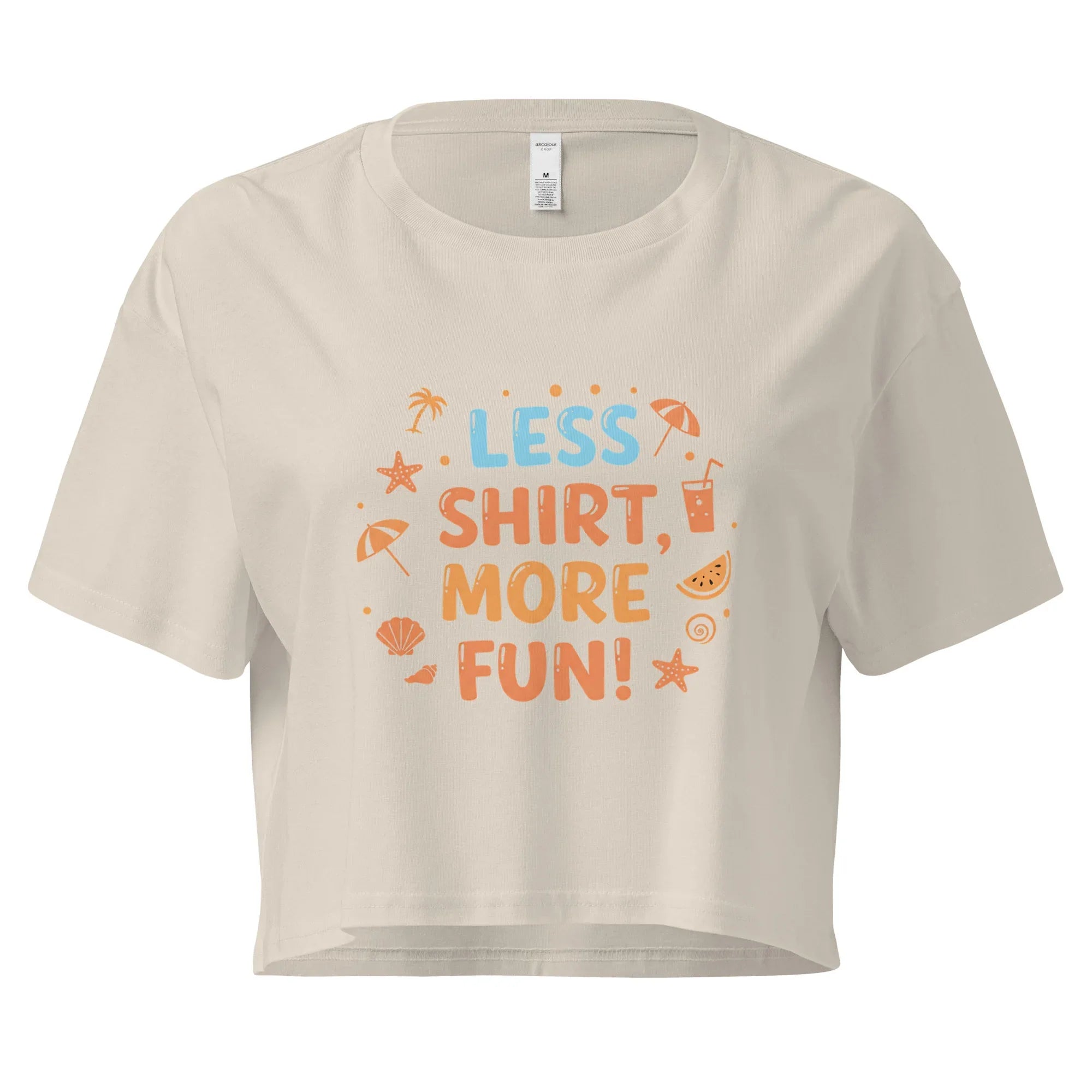 Women’s Crop Top | Less Shirt More Fun! Bone Crop Tops AwRans Clothing womens-crop-top-bone-front-67c0d241e938a