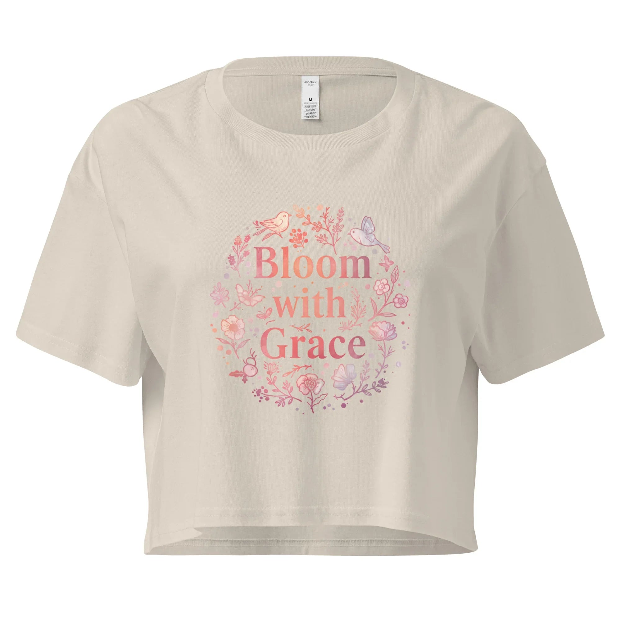 Women’s Crop Top | Bloom With Grace Bone Crop Tops AwRans Clothing womens-crop-top-bone-front-67c0d57fa0f4f