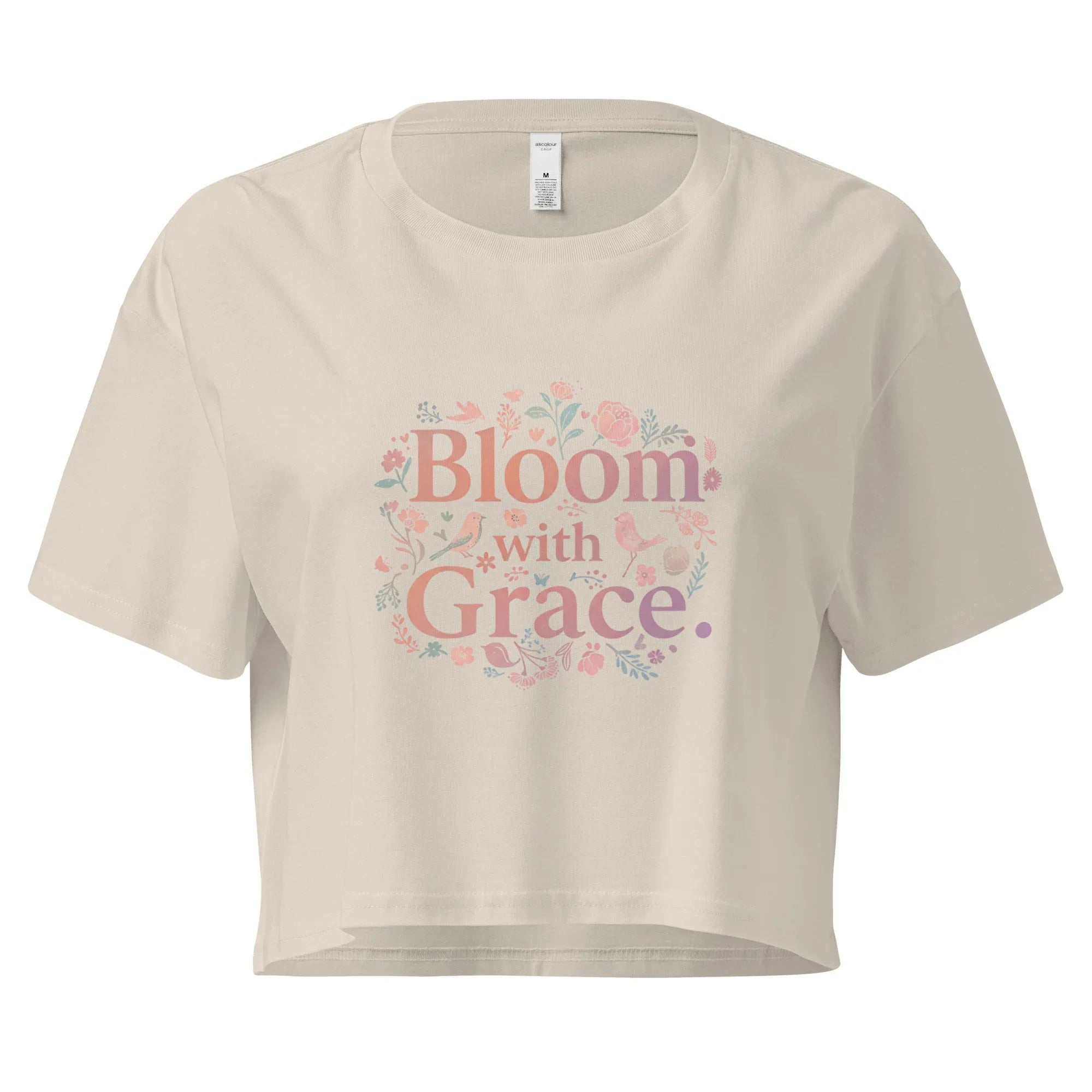 Women’s Crop Top | Bloom With Grace Bone Crop Tops AwRans Clothing womens-crop-top-bone-front-67c0d6760e298