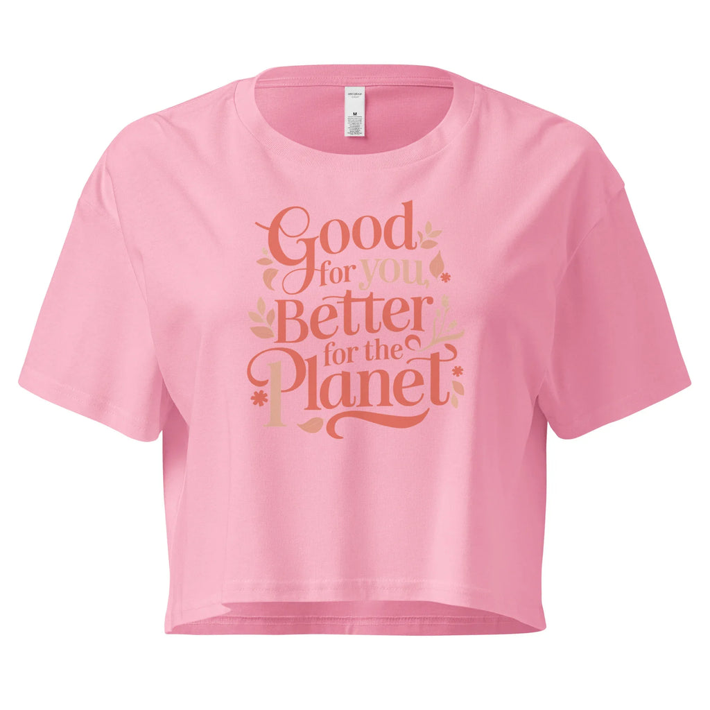Women’s Crop Top | Good For You,Better For The Planet Crop Tops AwRans Clothing womens-crop-top-bubblegum-front-67be146036fab