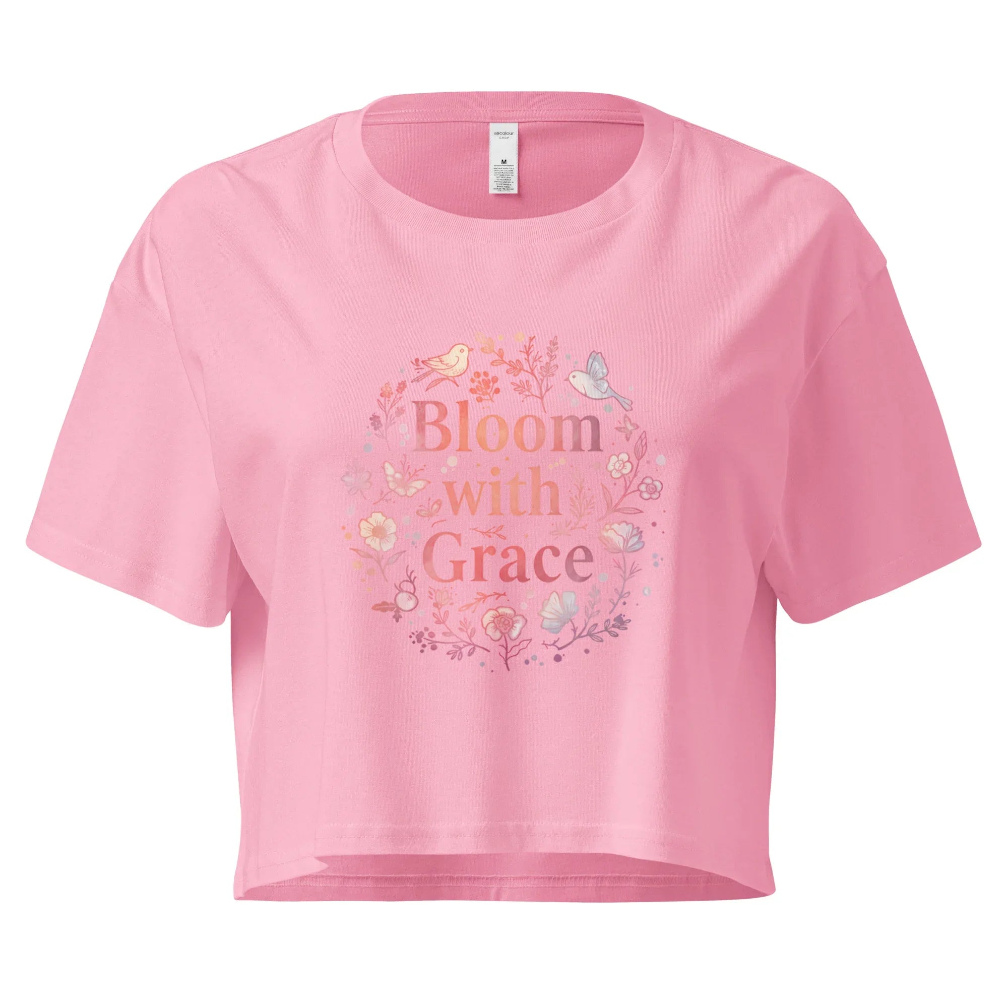 Women’s Crop Top | Bloom With Grace Bubblegum Crop Tops AwRans Clothing womens-crop-top-bubblegum-front-67c0d57f9e2ca