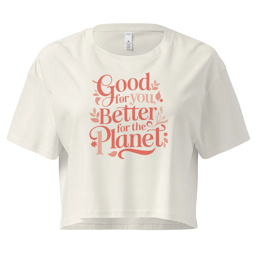Women’s Crop Top | Good For You,Better For The Planet Crop Tops AwRans Clothing womens-crop-top-ecru-front-67be14603a75c