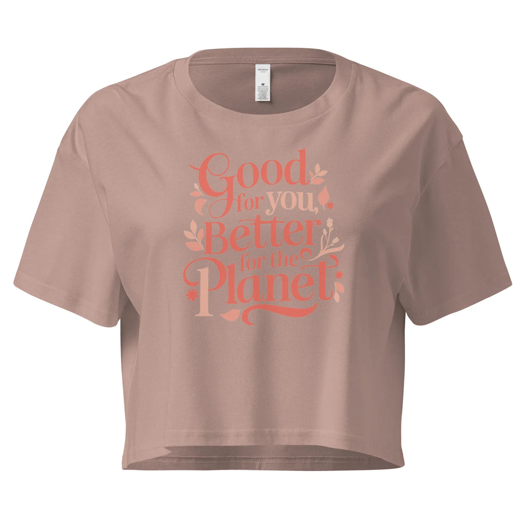 Women’s Crop Top | Good For You,Better For The Planet Crop Tops AwRans Clothing womens-crop-top-hazy-pink-front-67be146036940