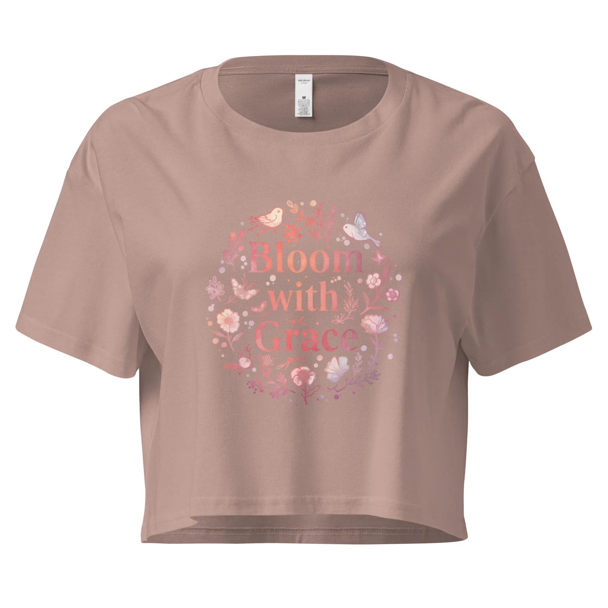 Women’s Crop Top | Bloom With Grace Hazy Pink Crop Tops AwRans Clothing womens-crop-top-hazy-pink-front-67c0d57f9cd28