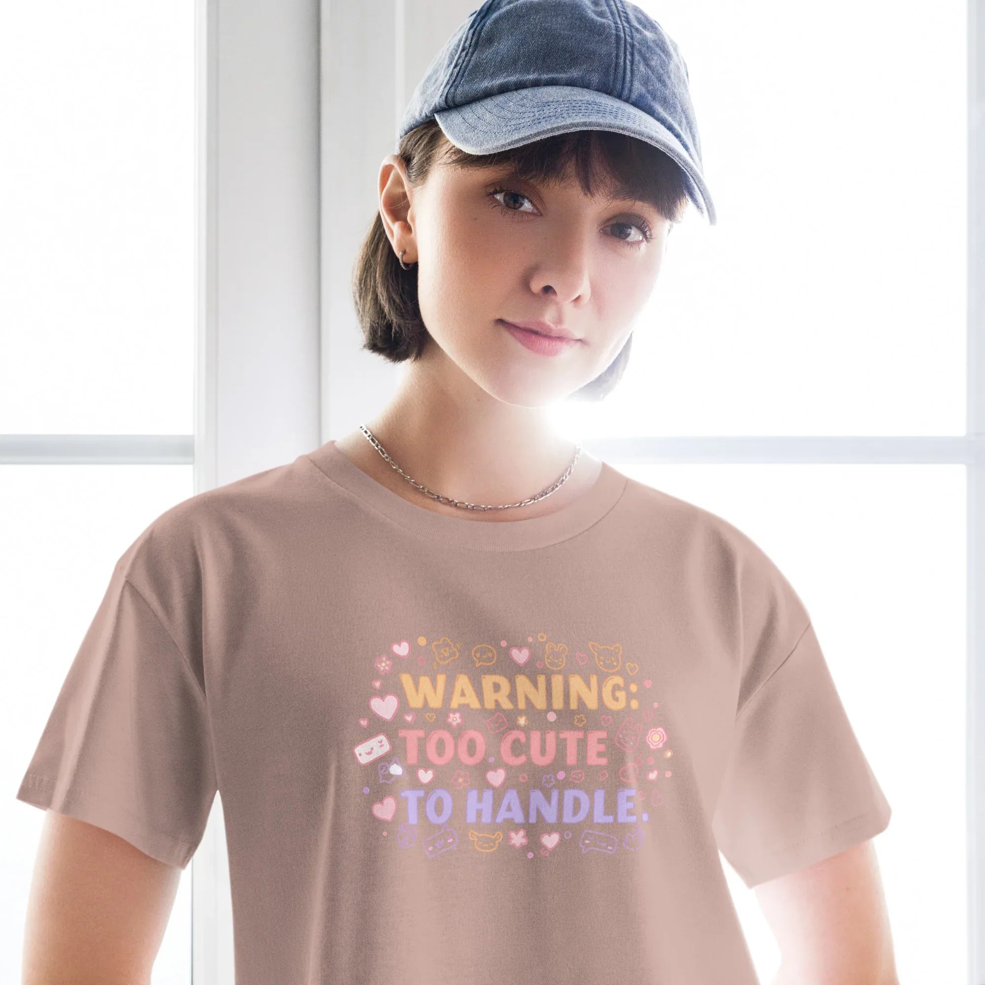 Women’s Crop Top | Warning: Too Cute To Handle Crop Tops AwRans Clothing womens-crop-top-hazy-pink-front-67c0d7da8f652