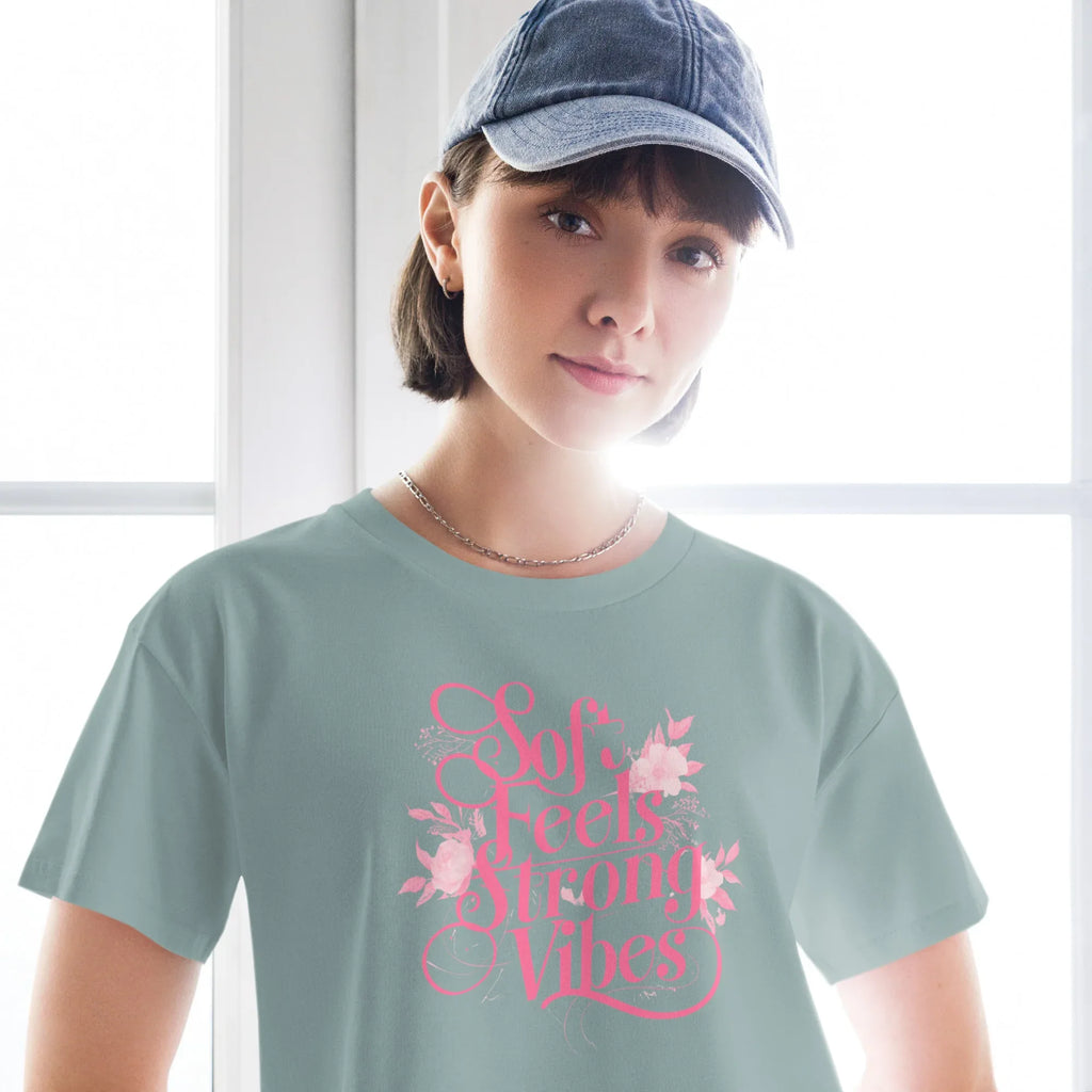 Women’s Crop Top | Soft Feels,Strong Vibes Crop Tops AwRans Clothing womens-crop-top-mineral-front-67be1796970fc