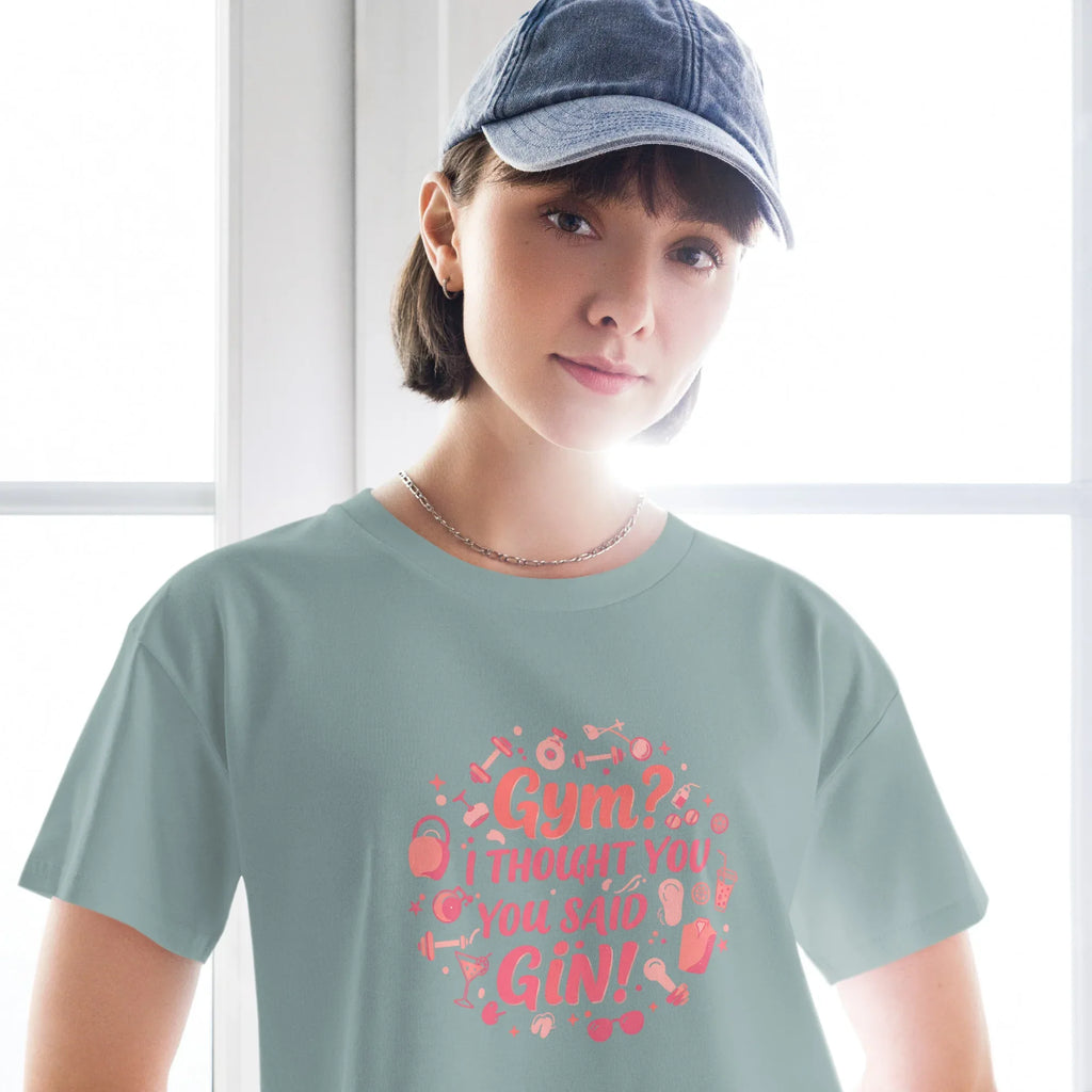 Women’s Crop Top | Gym? I Thought You Said Gin! Crop Tops AwRans Clothing womens-crop-top-mineral-front-67c0cb4f73e04