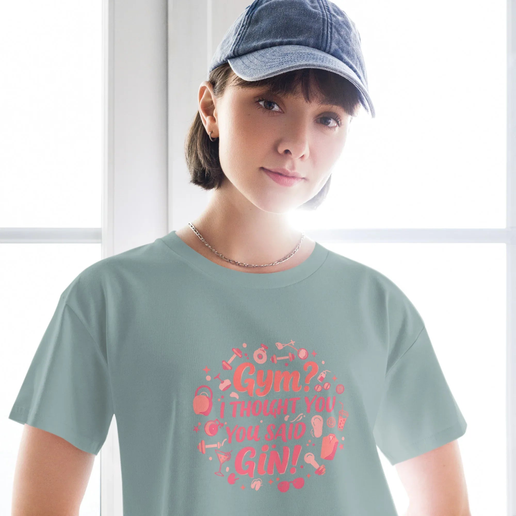 Women’s Crop Top | Gym? I Thought You Said Gin! Crop Tops AwRans Clothing womens-crop-top-mineral-front-67c0cb4f73e04