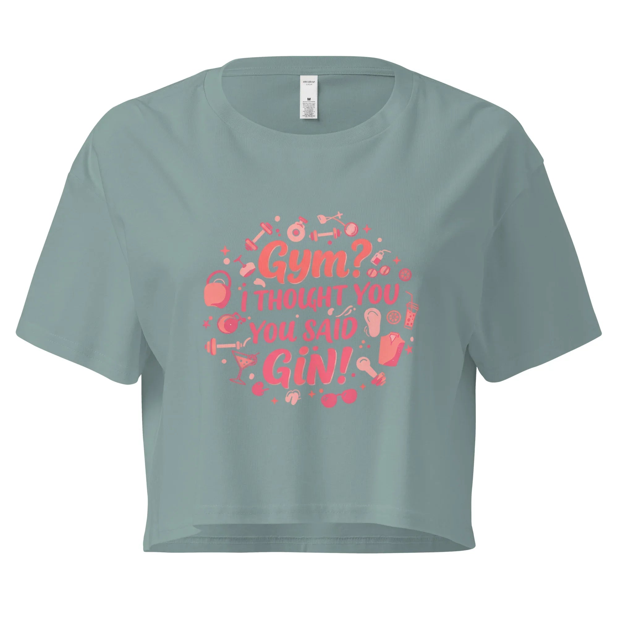 Women’s Crop Top | Gym? I Thought You Said Gin! Mineral Crop Tops AwRans Clothing womens-crop-top-mineral-front-67c0cb4f832ae