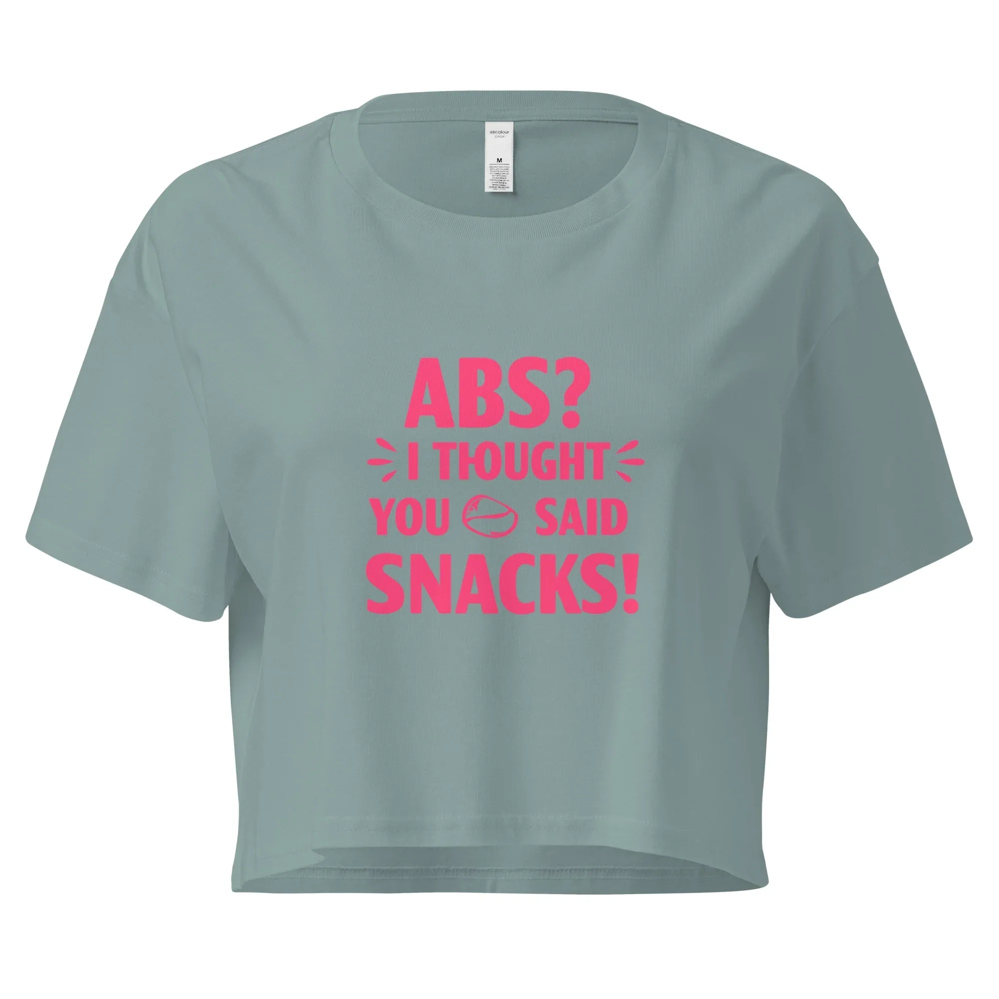 Women’s Crop Top | ABS? I Thought You Said Snacks! Mineral Crop Tops AwRans Clothing womens-crop-top-mineral-front-67c0ccc7ef060