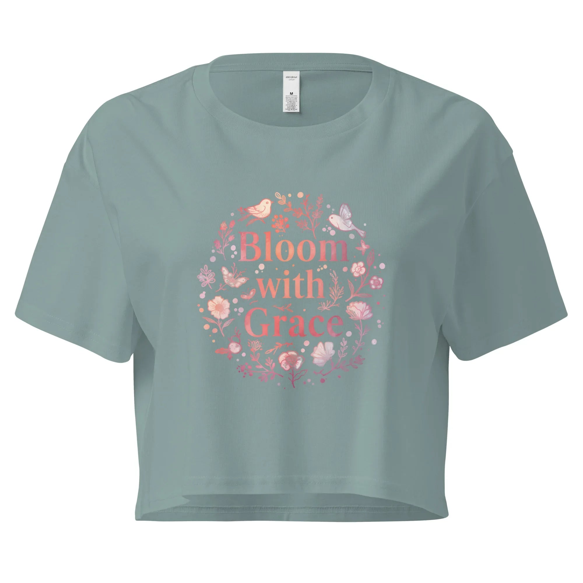 Women’s Crop Top | Bloom With Grace Mineral Crop Tops AwRans Clothing womens-crop-top-mineral-front-67c0d57f9bf02