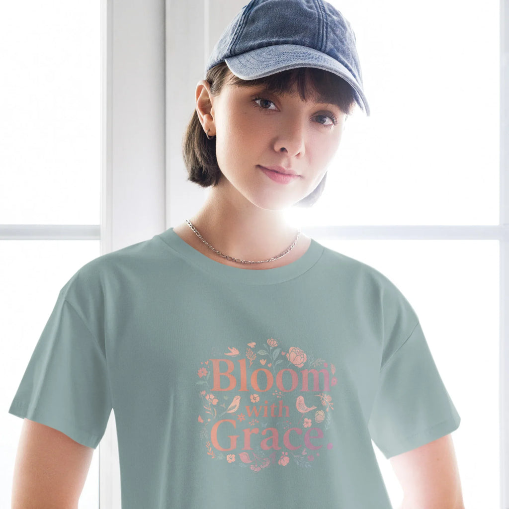 Women’s Crop Top | Bloom With Grace Crop Tops AwRans Clothing womens-crop-top-mineral-front-67c0d67600cf4