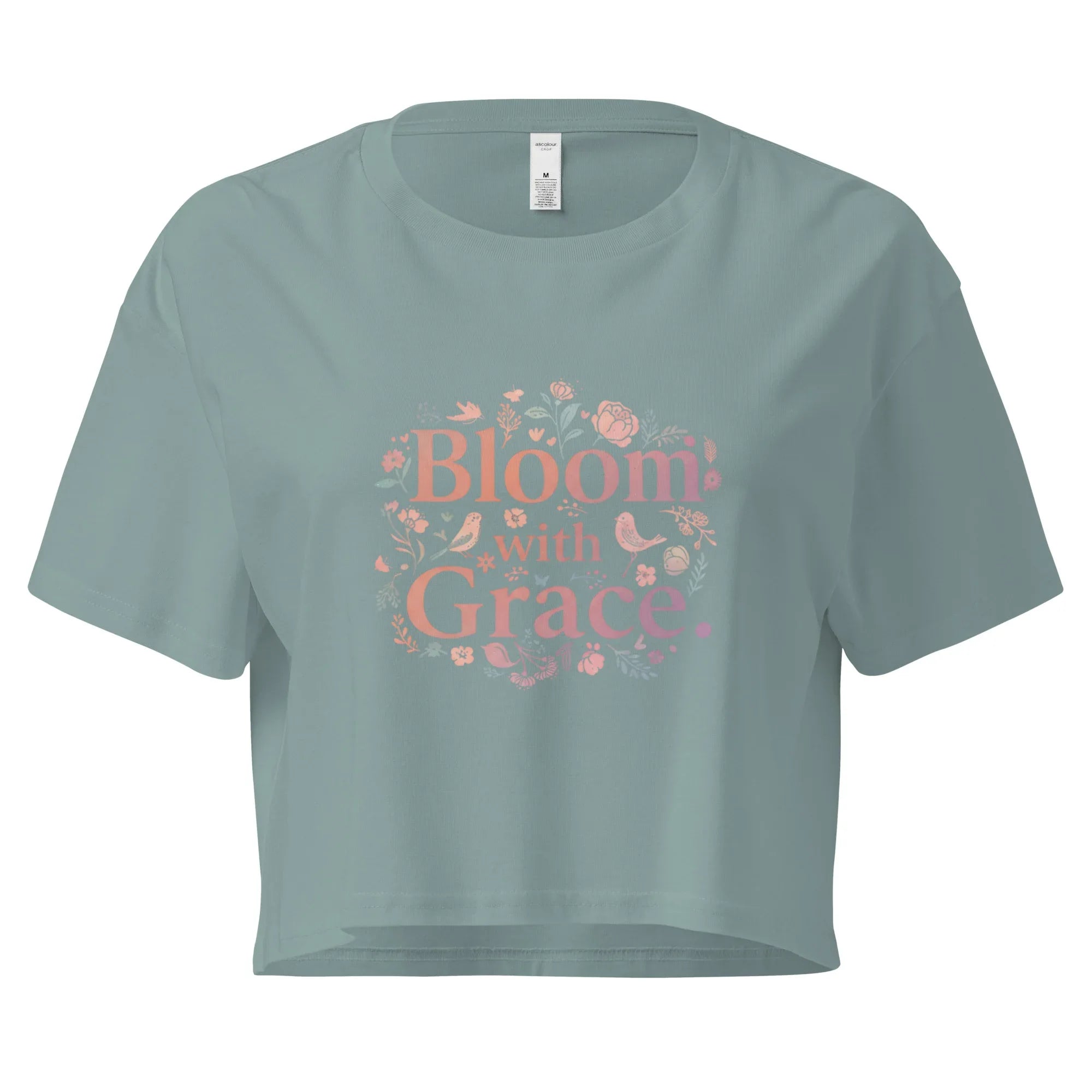 Women’s Crop Top | Bloom With Grace Mineral Crop Tops AwRans Clothing womens-crop-top-mineral-front-67c0d6760b791