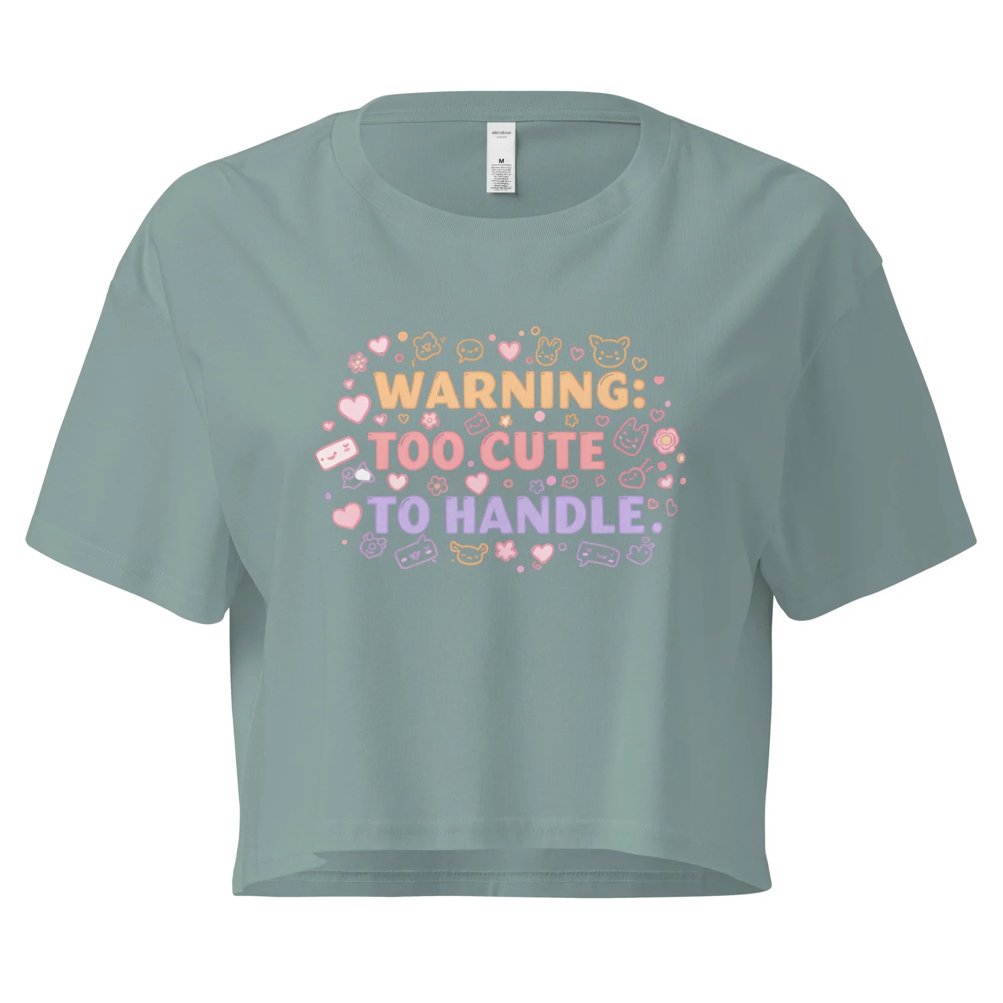 Women’s Crop Top | Warning: Too Cute To Handle Mineral Crop Tops AwRans Clothing womens-crop-top-mineral-front-67c0d7daa1ba2