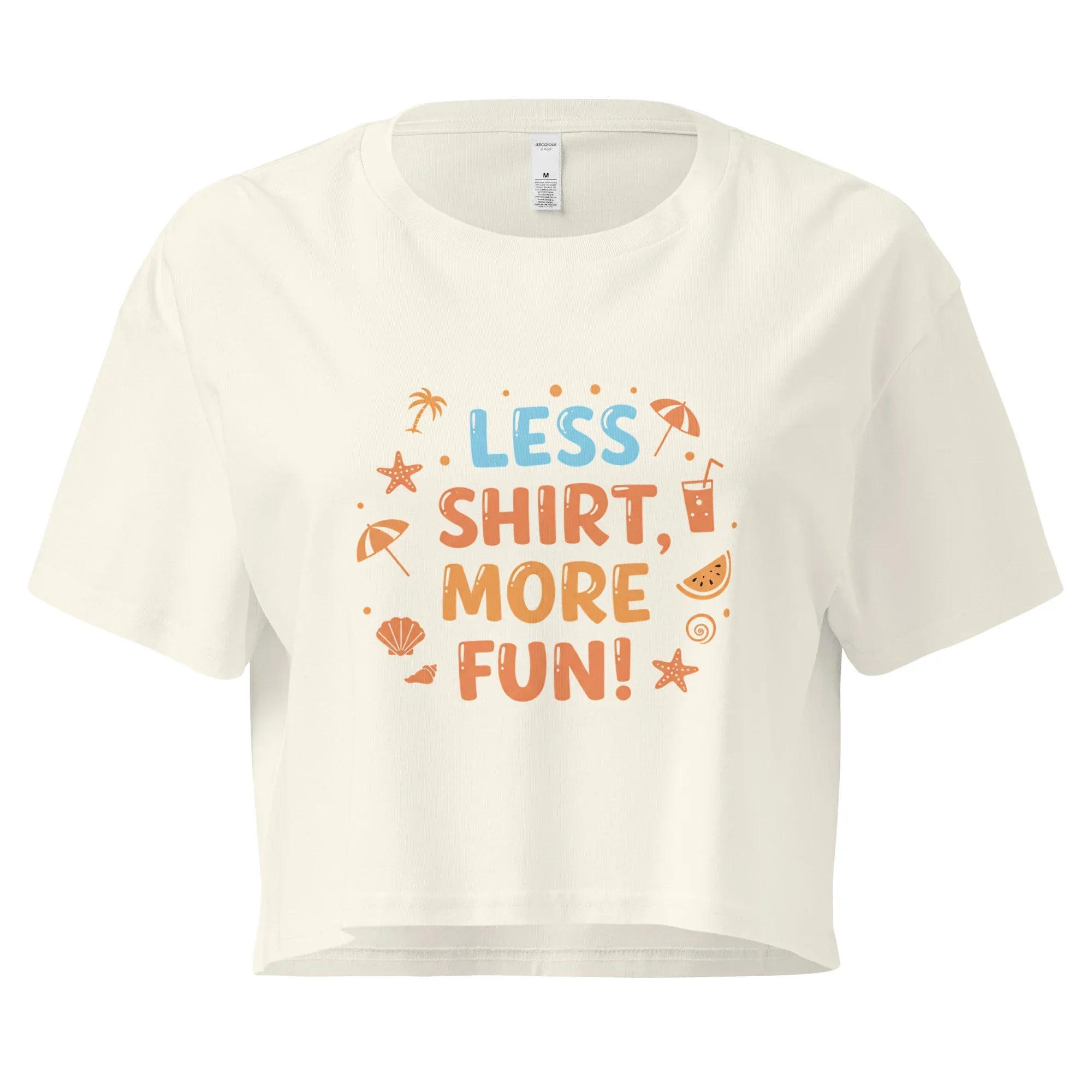 Women’s Crop Top | Less Shirt More Fun! Natural Crop Tops AwRans Clothing womens-crop-top-natural-front-67c0d241edb9c