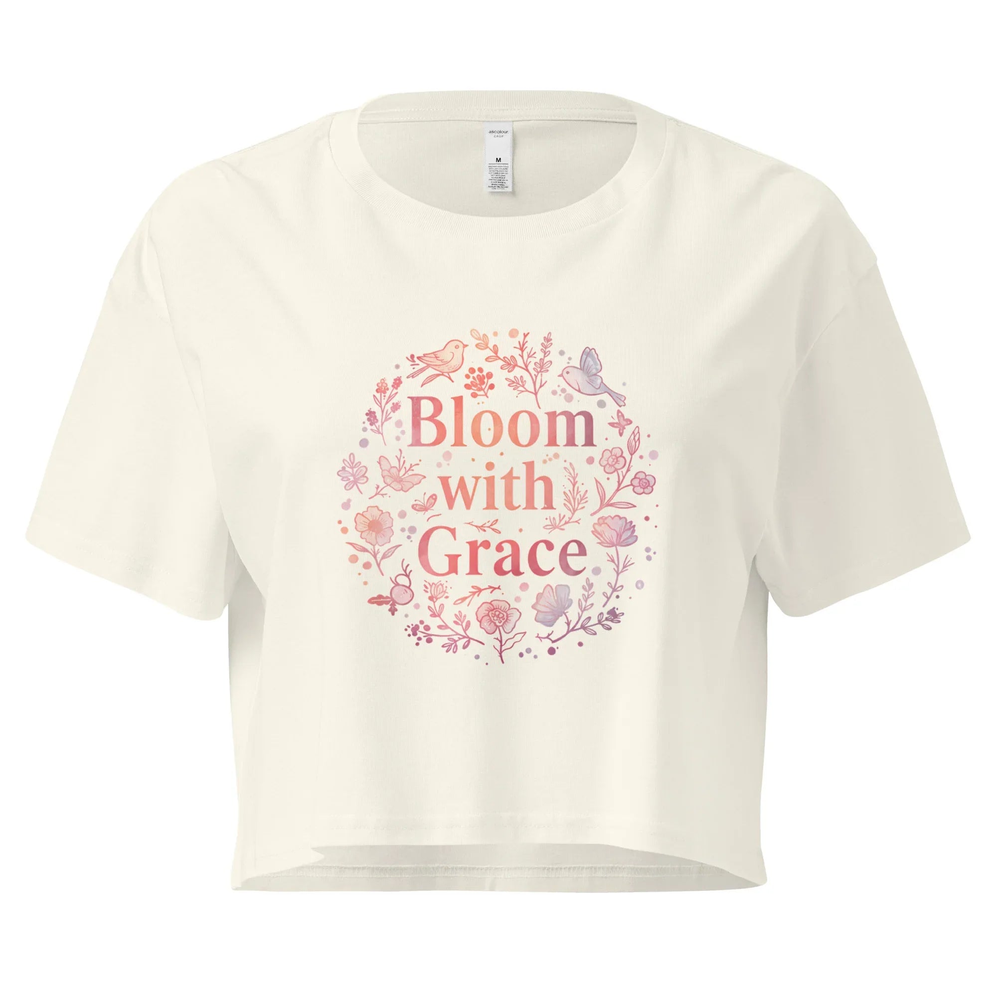 Women’s Crop Top | Bloom With Grace Natural Crop Tops AwRans Clothing womens-crop-top-natural-front-67c0d57fa6616