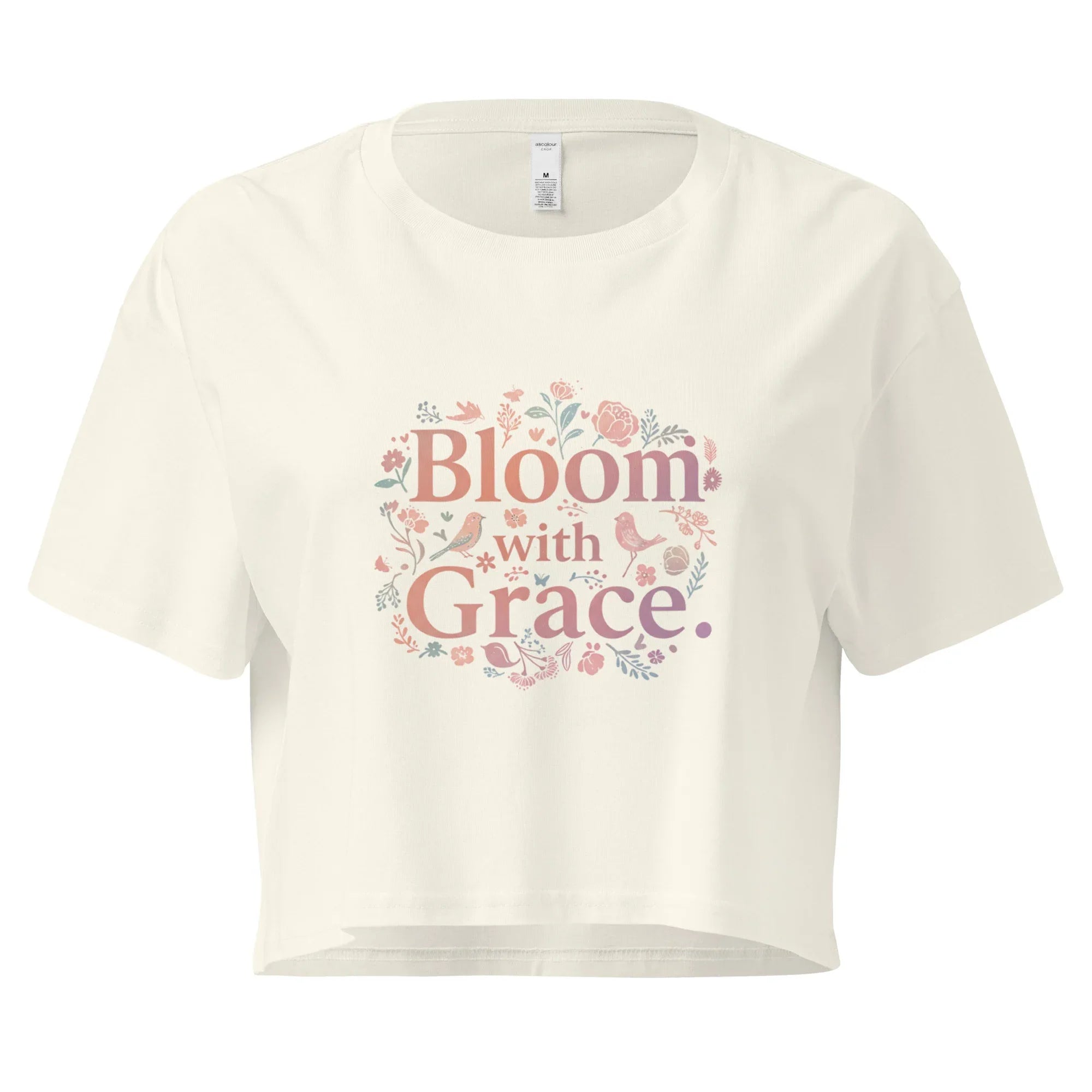 Women’s Crop Top | Bloom With Grace Natural Crop Tops AwRans Clothing womens-crop-top-natural-front-67c0d67610bae