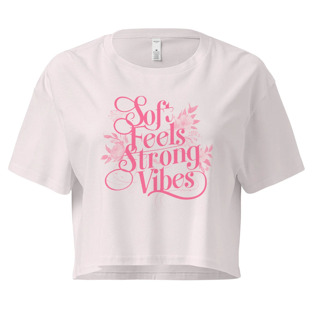 Women’s Crop Top | Soft Feels,Strong Vibes Crop Tops AwRans Clothing womens-crop-top-orchid-front-67be17969acde