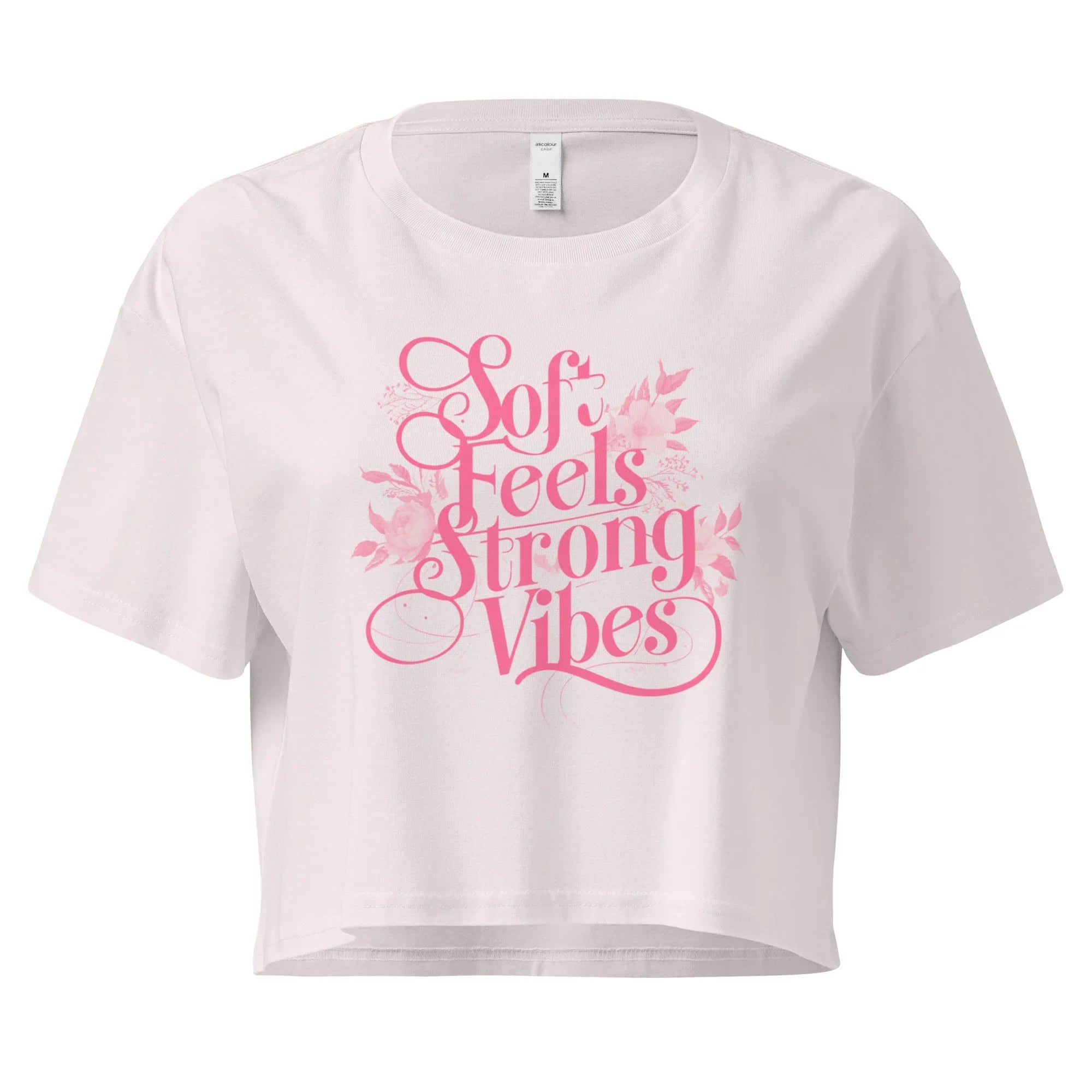 Women’s Crop Top | Soft Feels,Strong Vibes Crop Tops AwRans Clothing womens-crop-top-orchid-front-67be17969acde