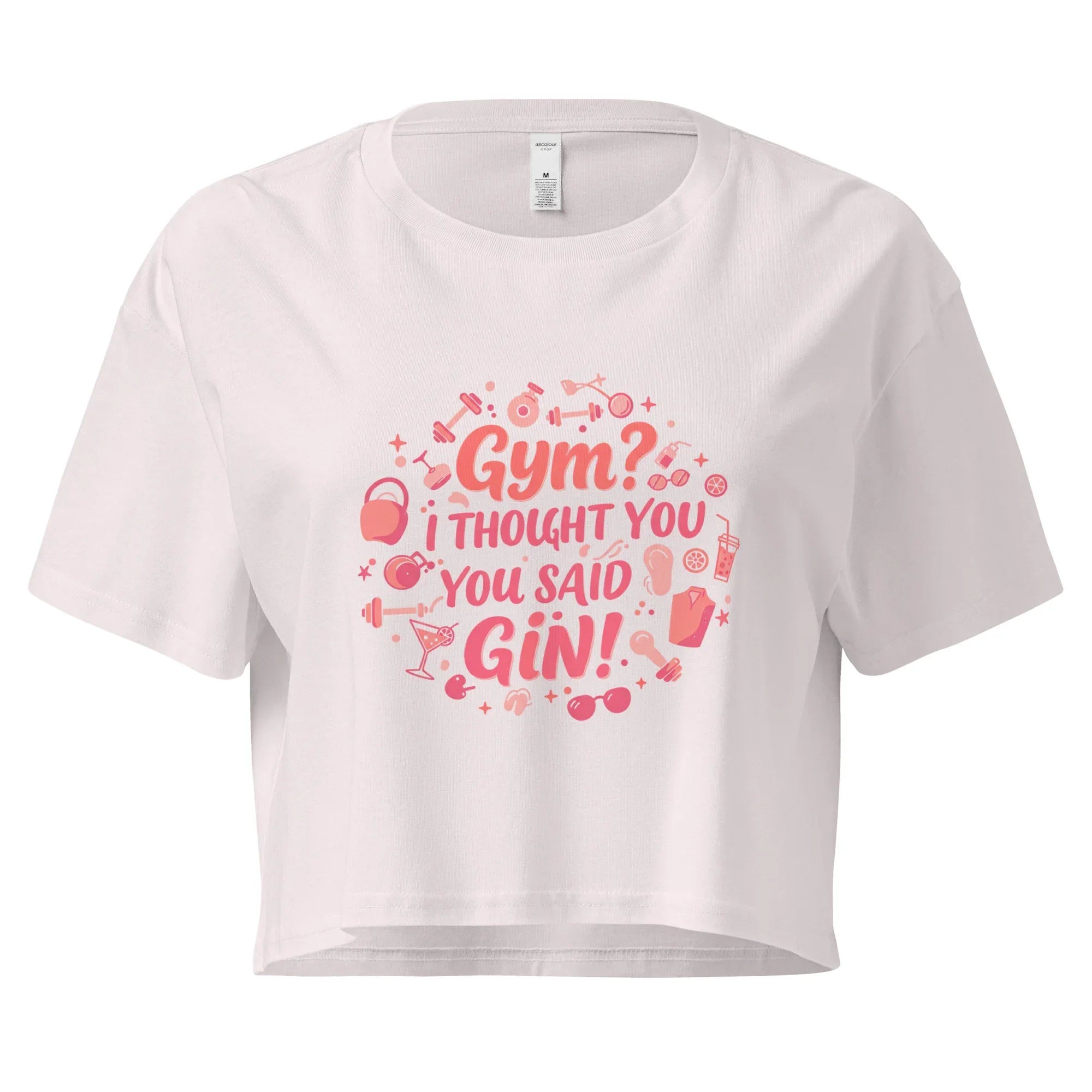 Women’s Crop Top | Gym? I Thought You Said Gin! Orchid Crop Tops AwRans Clothing womens-crop-top-orchid-front-67c0cb4f87753