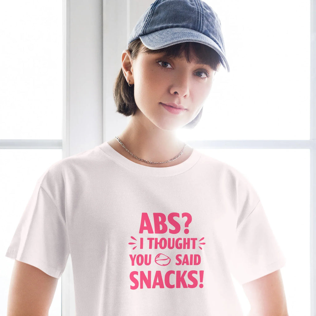 Women’s Crop Top | ABS? I Thought You Said Snacks! Crop Tops AwRans Clothing womens-crop-top-orchid-front-67c0ccc7e6ef2