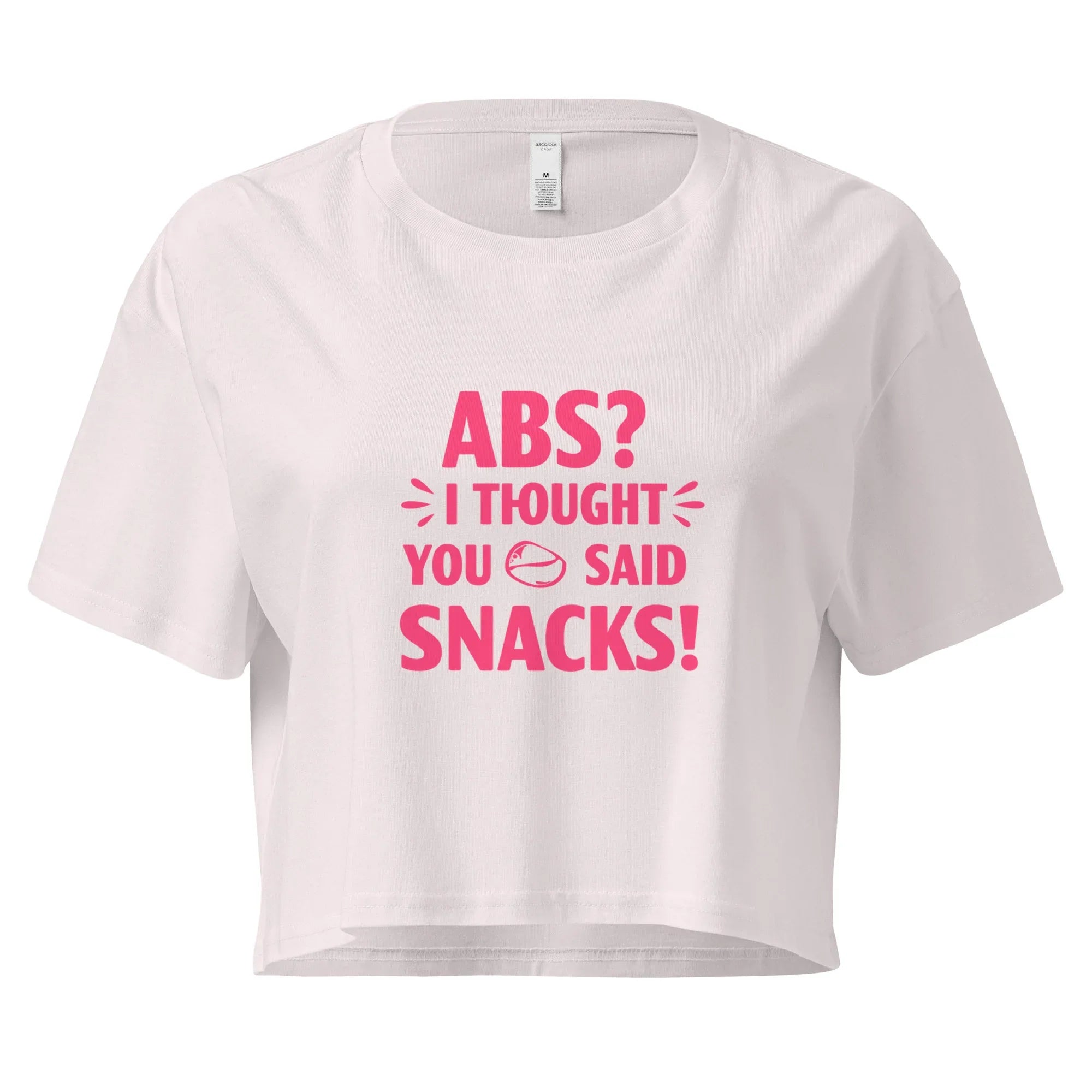 Women’s Crop Top | ABS? I Thought You Said Snacks! Orchid Crop Tops AwRans Clothing womens-crop-top-orchid-front-67c0ccc7f3639