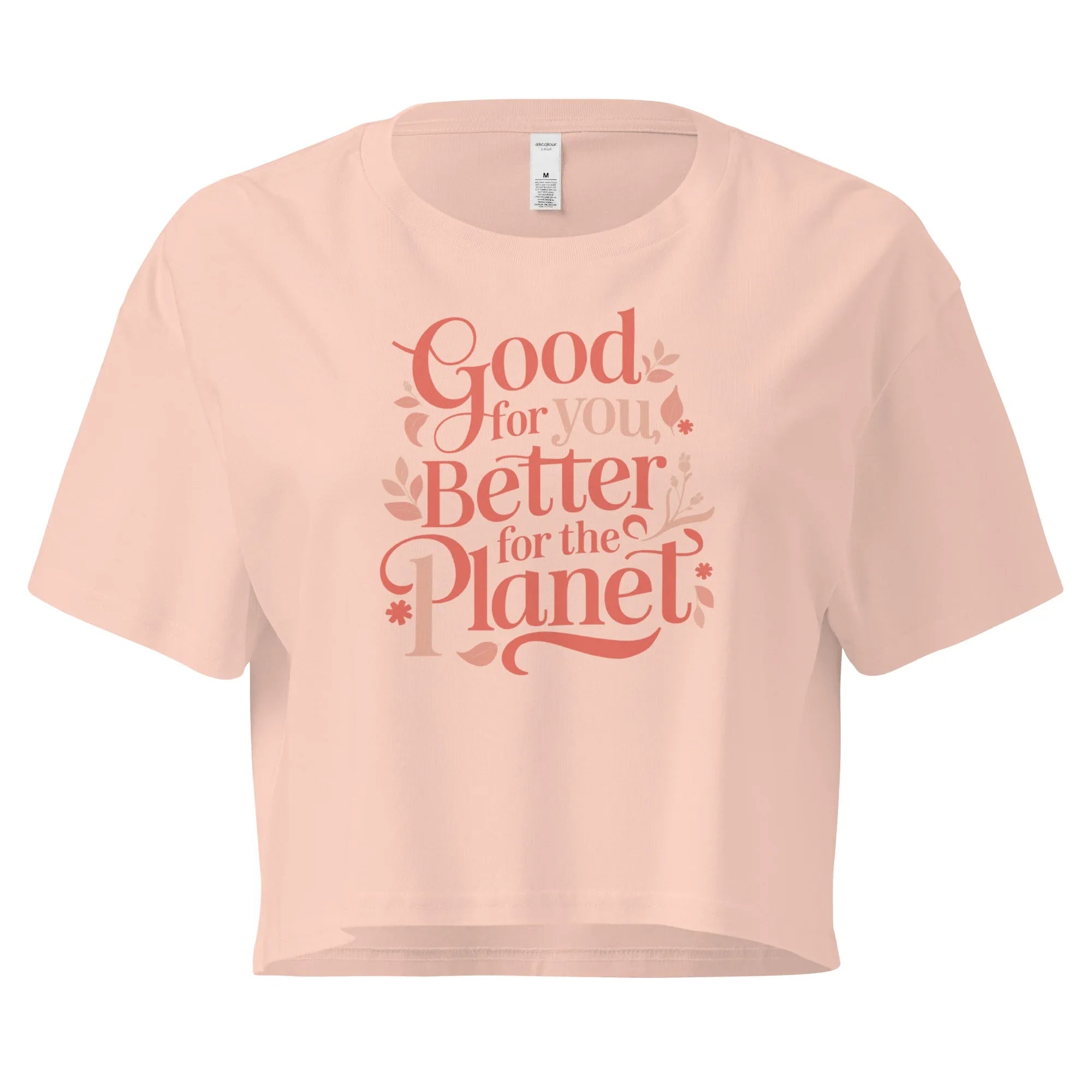 Women’s Crop Top | Good For You,Better For The Planet Crop Tops AwRans Clothing womens-crop-top-pale-pink-front-67be14603cb7d