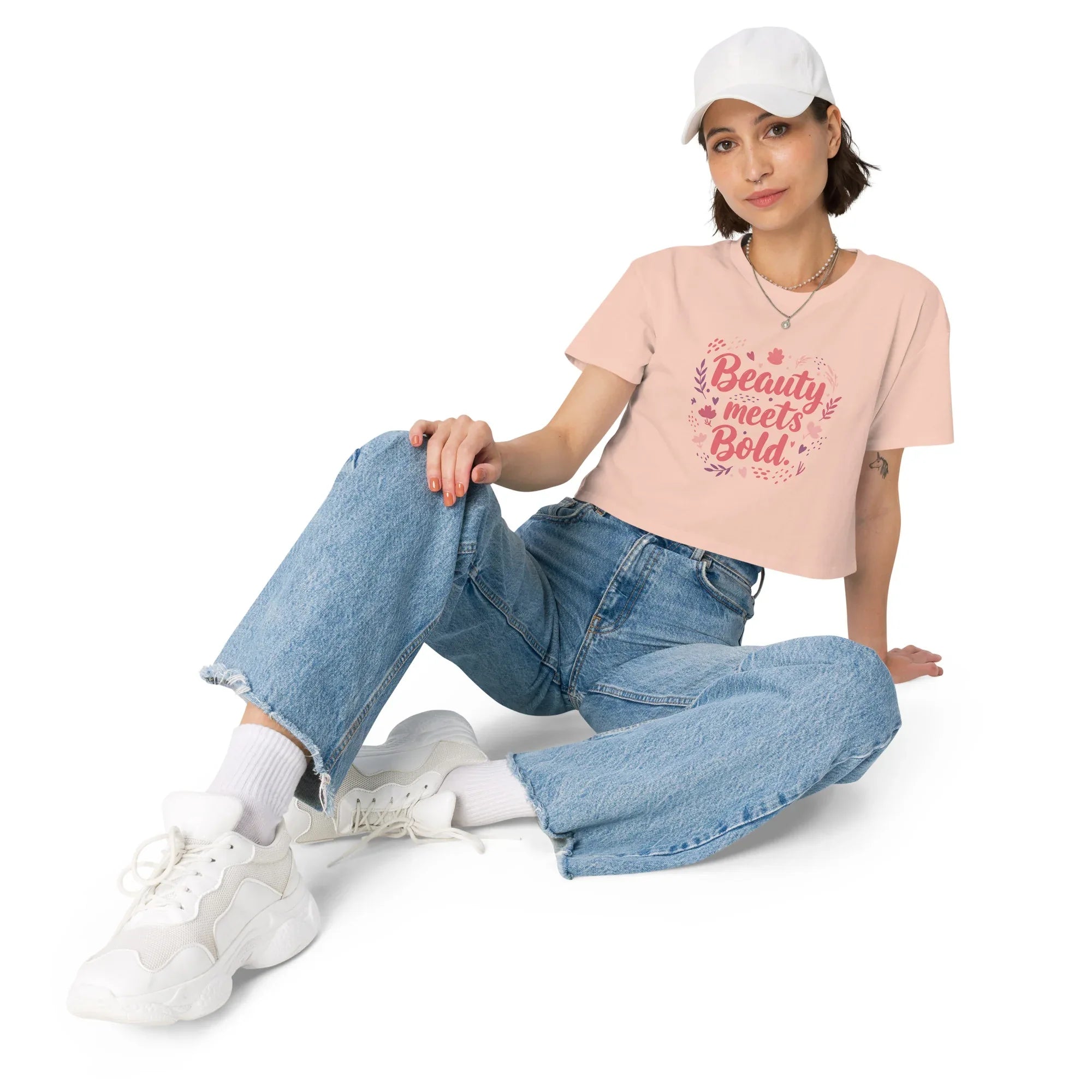 Women’s Crop Top | Beauty Meets Bold Crop Tops AwRans Clothing womens-crop-top-pale-pink-front-67c0cc0aaa29c