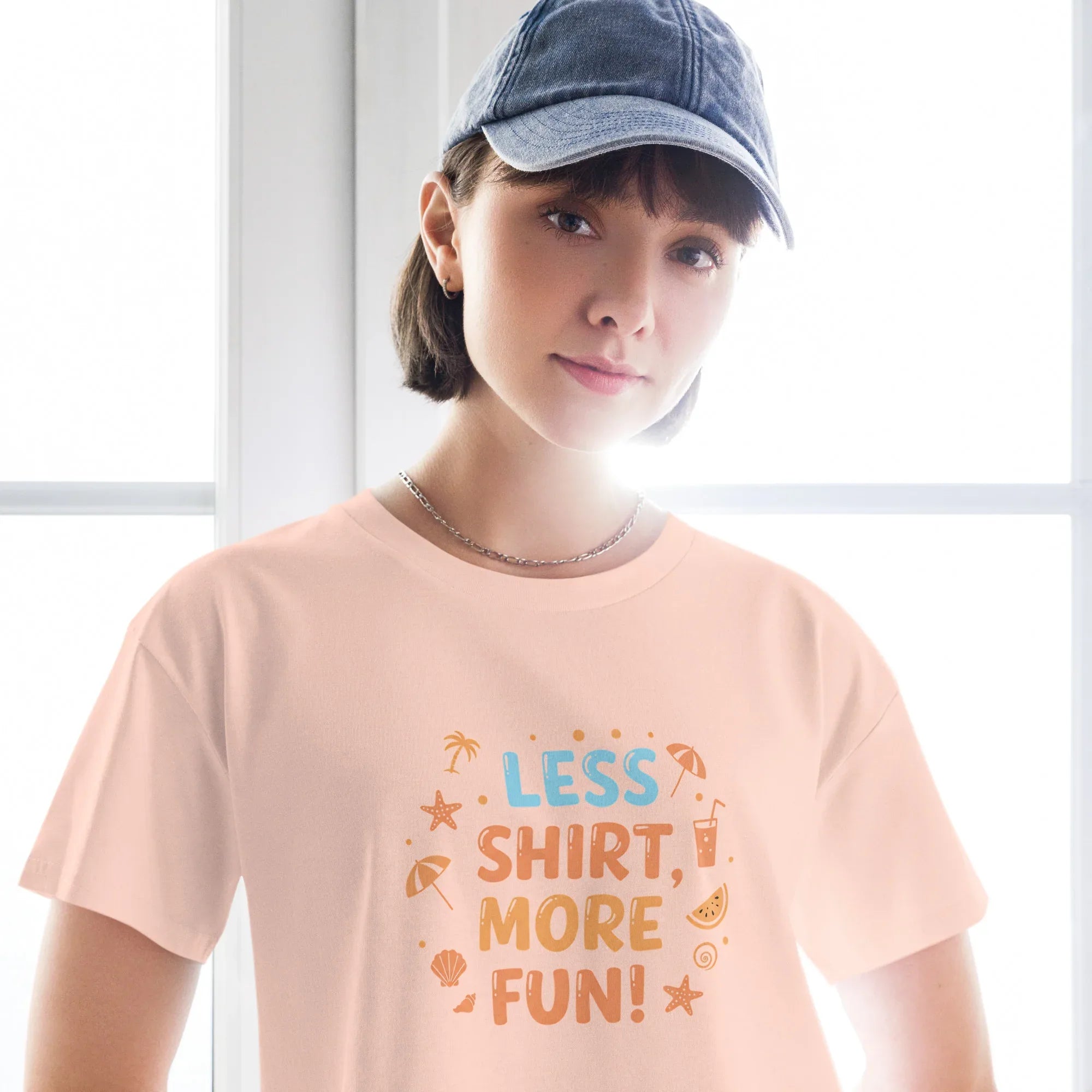 Women’s Crop Top | Less Shirt More Fun! Crop Tops AwRans Clothing womens-crop-top-pale-pink-front-67c0d241db18e