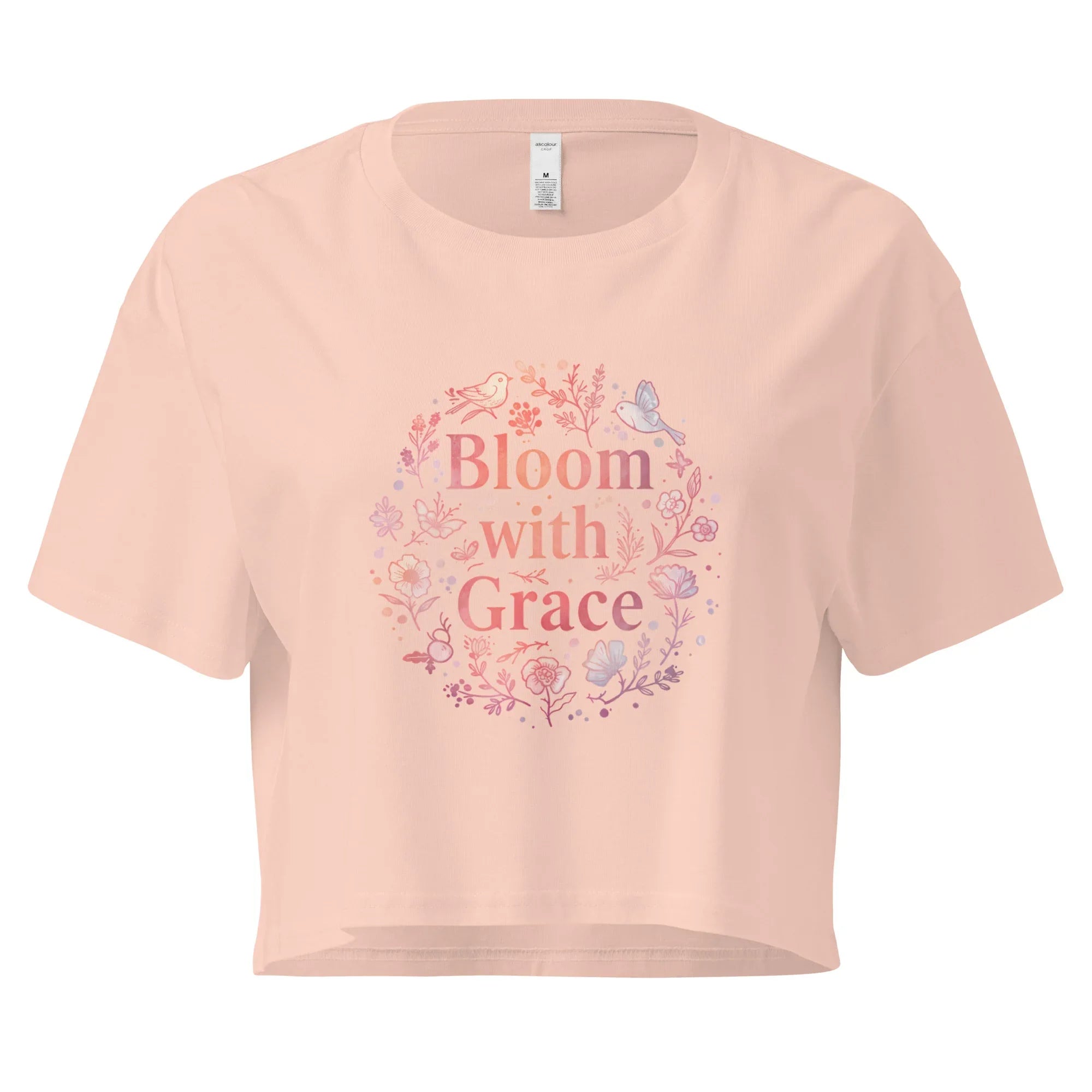 Women’s Crop Top | Bloom With Grace Pale Pink Crop Tops AwRans Clothing womens-crop-top-pale-pink-front-67c0d57f9f231