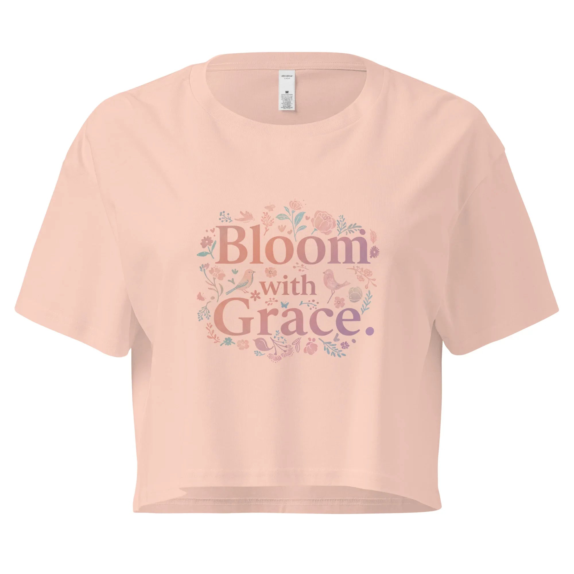 Women’s Crop Top | Bloom With Grace Pale Pink Crop Tops AwRans Clothing womens-crop-top-pale-pink-front-67c0d6760d31b