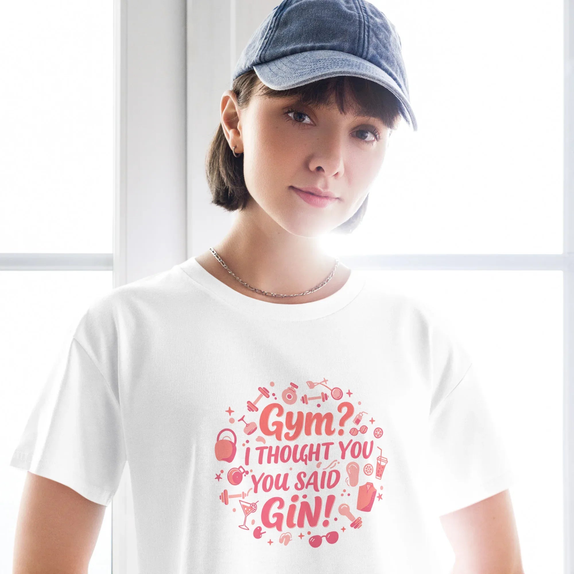 Women’s Crop Top | Gym? I Thought You Said Gin! Crop Tops AwRans Clothing womens-crop-top-white-front-67c0cb4f80e16