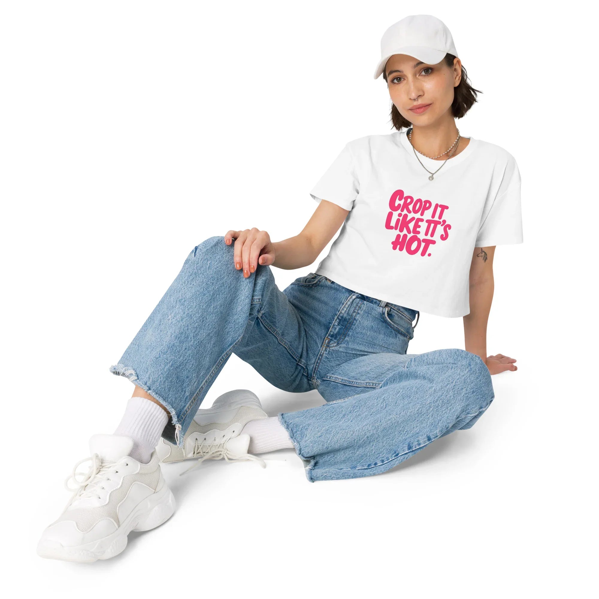 Women’s Crop Top | Crop It Like It's Hot. Crop Tops AwRans Clothing womens-crop-top-white-front-67c0ce8143d66