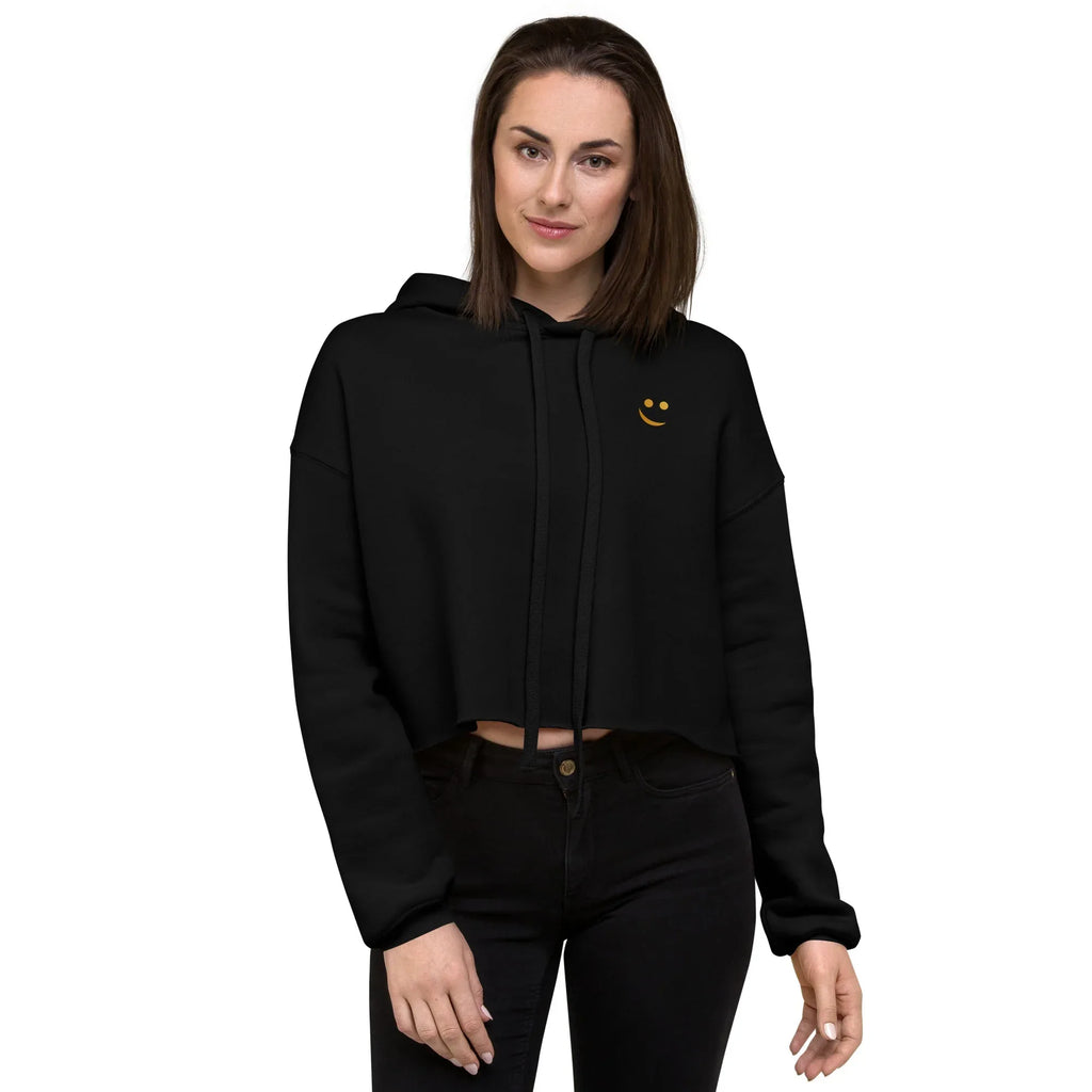 RS | Crop Hoodie Black Crop Hoodie AwRans Clothing womens-cropped-hoodie-black-front-65a97526583fb