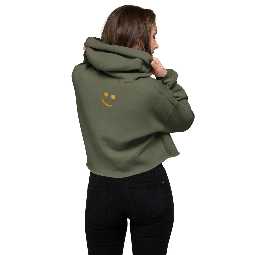 RS | Crop Hoodie Crop Hoodie AwRans Clothing womens-cropped-hoodie-military-green-back-65a975265877f