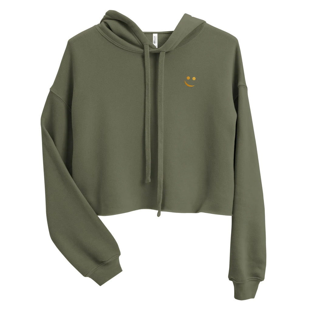 RS | Crop Hoodie Crop Hoodie AwRans Clothing womens-cropped-hoodie-military-green-front-65a97526580df