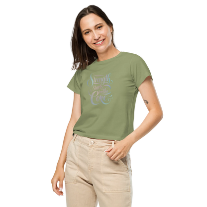 Women’s High-Waisted T-Shirt | Strength Starts From The Core - AwRans Clothing