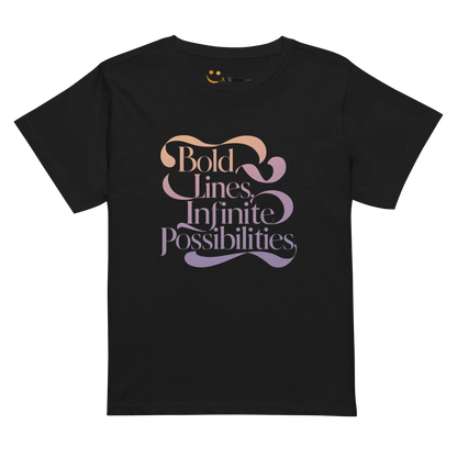 Women’s High-Waisted T-Shirt | Bold Lines Infinity Possibilities - AwRans Clothing