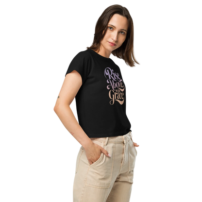 Women’s High-Waisted T-Shirt | Rise Above,with Grace - AwRans Clothing
