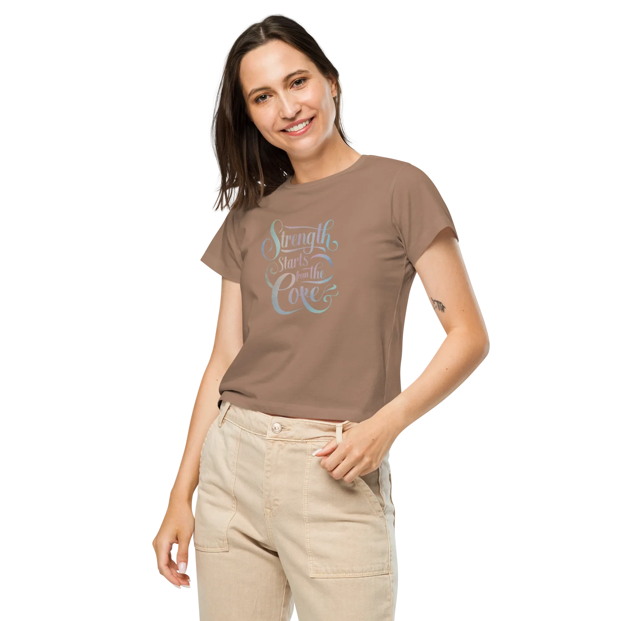 Women’s High-Waisted T-Shirt | Strength Starts From The Core - AwRans Clothing