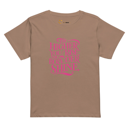 Women’s High-Waisted T-Shirt | The Higher You Shine The Bolder You Rise - AwRans Clothing