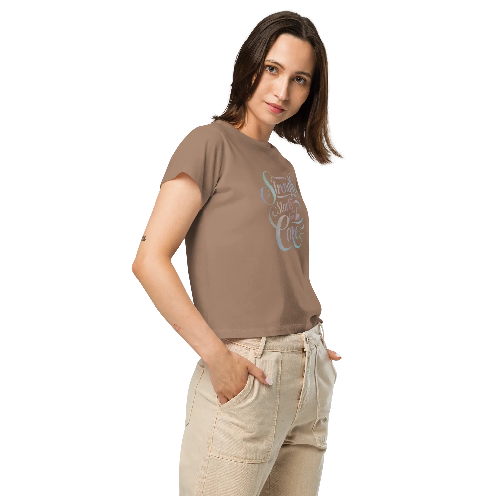 Women’s High-Waisted T-Shirt | Strength Starts From The Core - AwRans Clothing